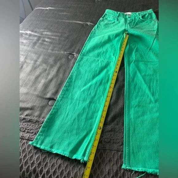 Zara Bloggers Favourite Brat Balletcore High Waisted Wide Leg Jeans Green Size 4 - Picture 16 of 16
